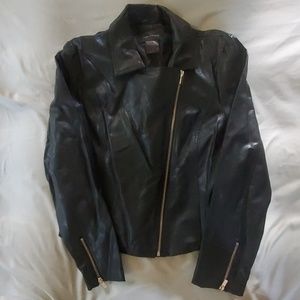 Black Imitation Leather Jacket.